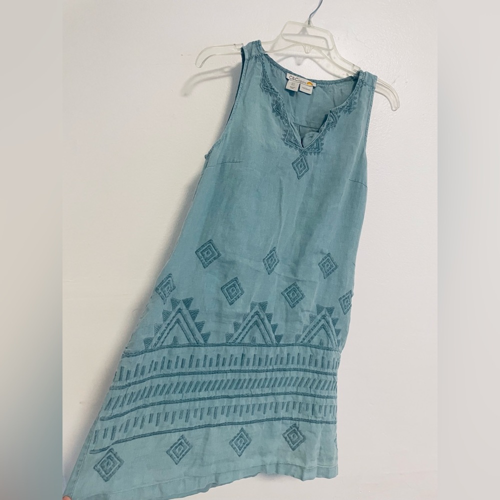 C&C California Seafoam Blue 100% Linen Dress